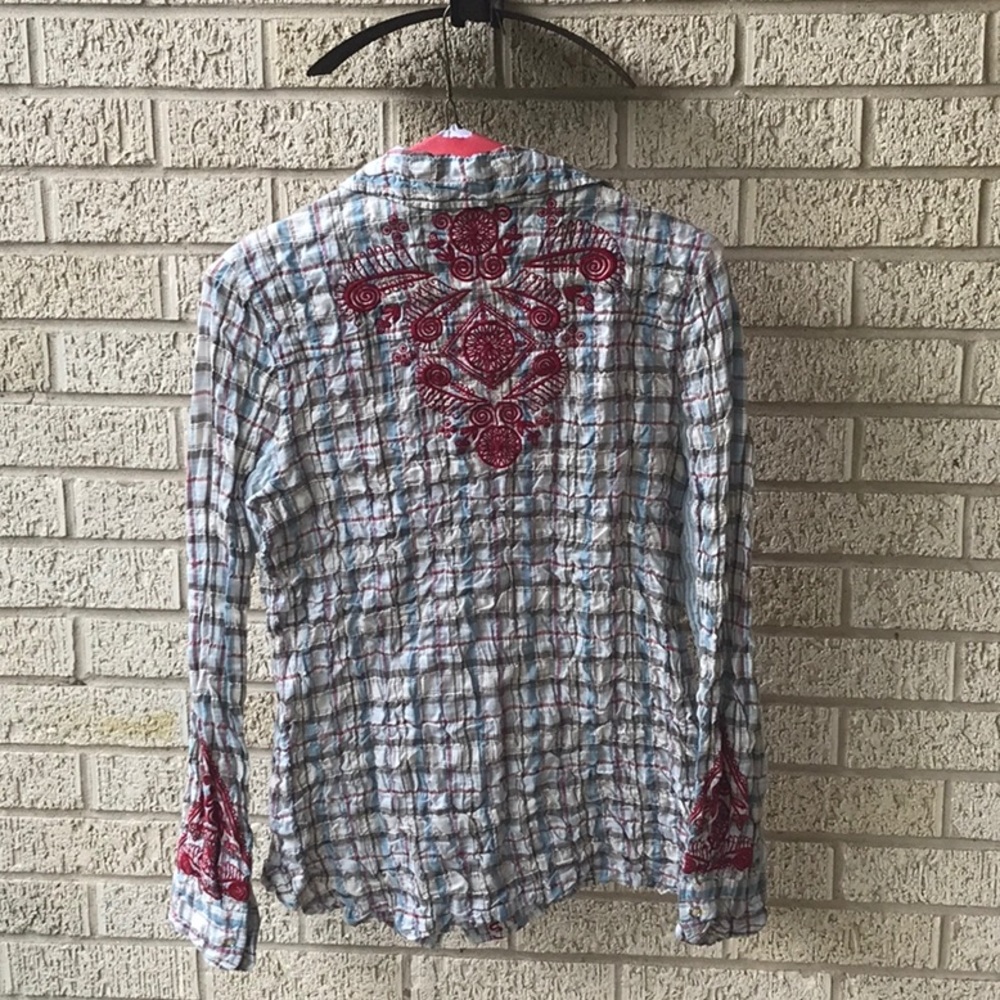 Johnny Was 3j Workshop Button Down Embroidered Sh… - image 4